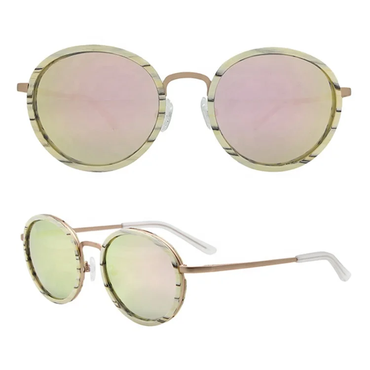 Round Shape Natural Color Handmade Wooden Polarized Sunglasses For Women Men 0171L