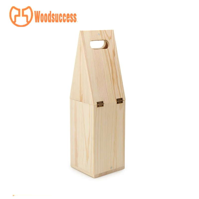 factory pine unfinished wooden wine box custom size logo package wooden gift boxes