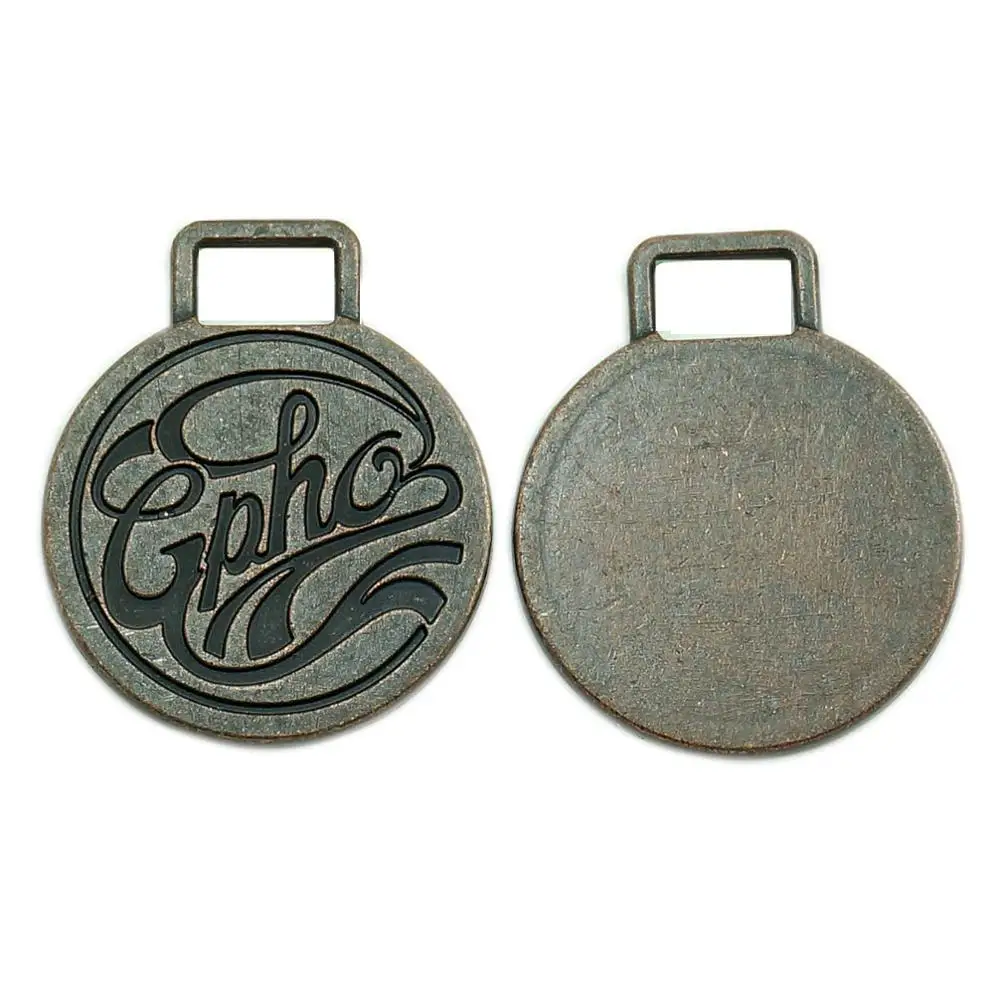 
Dull silver metal loop alloy material metal badge for bag 