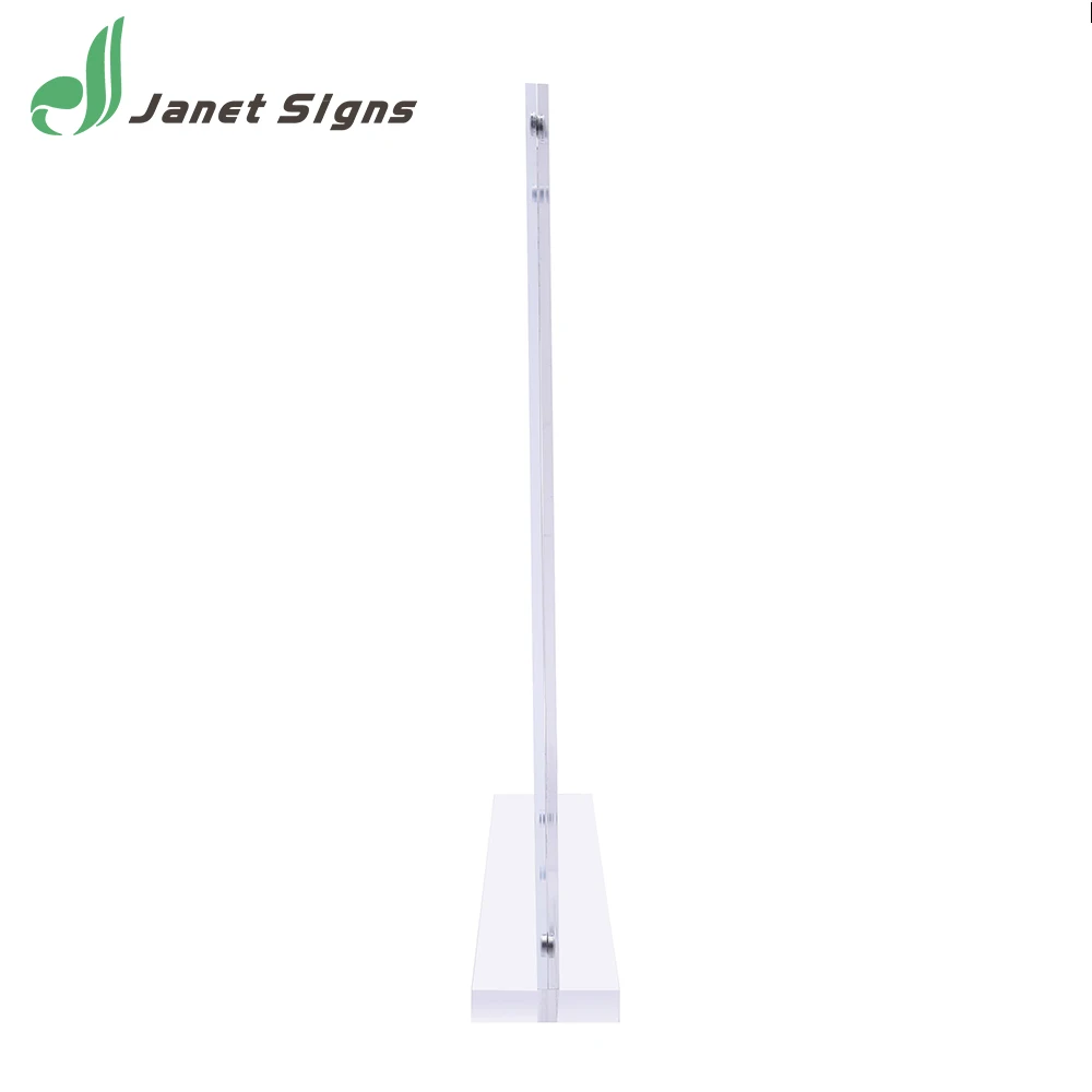 
Hot sale custom size T shape tabletop clear acrylic plastic sign holder for home shop restaurant bar 