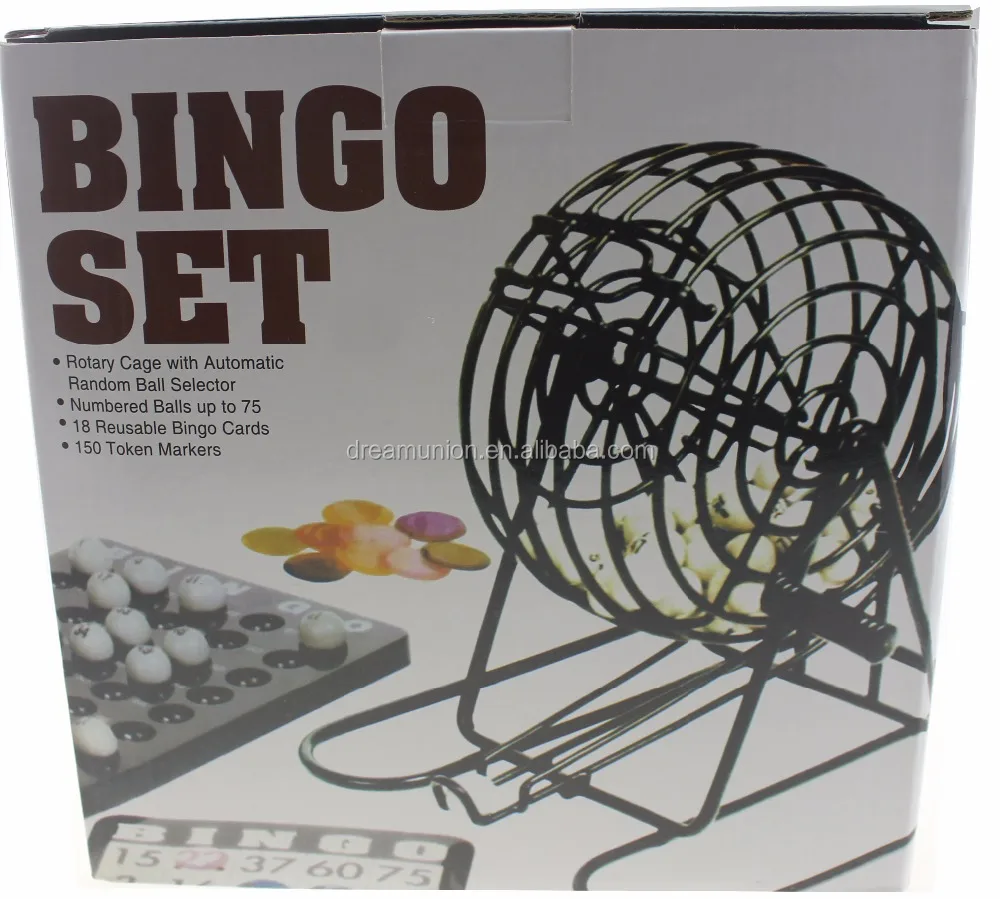  Набор игр для в Бинго Deluxe Wire Metal Cage 75 мячей 18 вращающихся карт 150