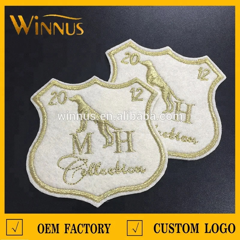 OEM manufacturer custom own logo number letters iron on embroidery felt patch