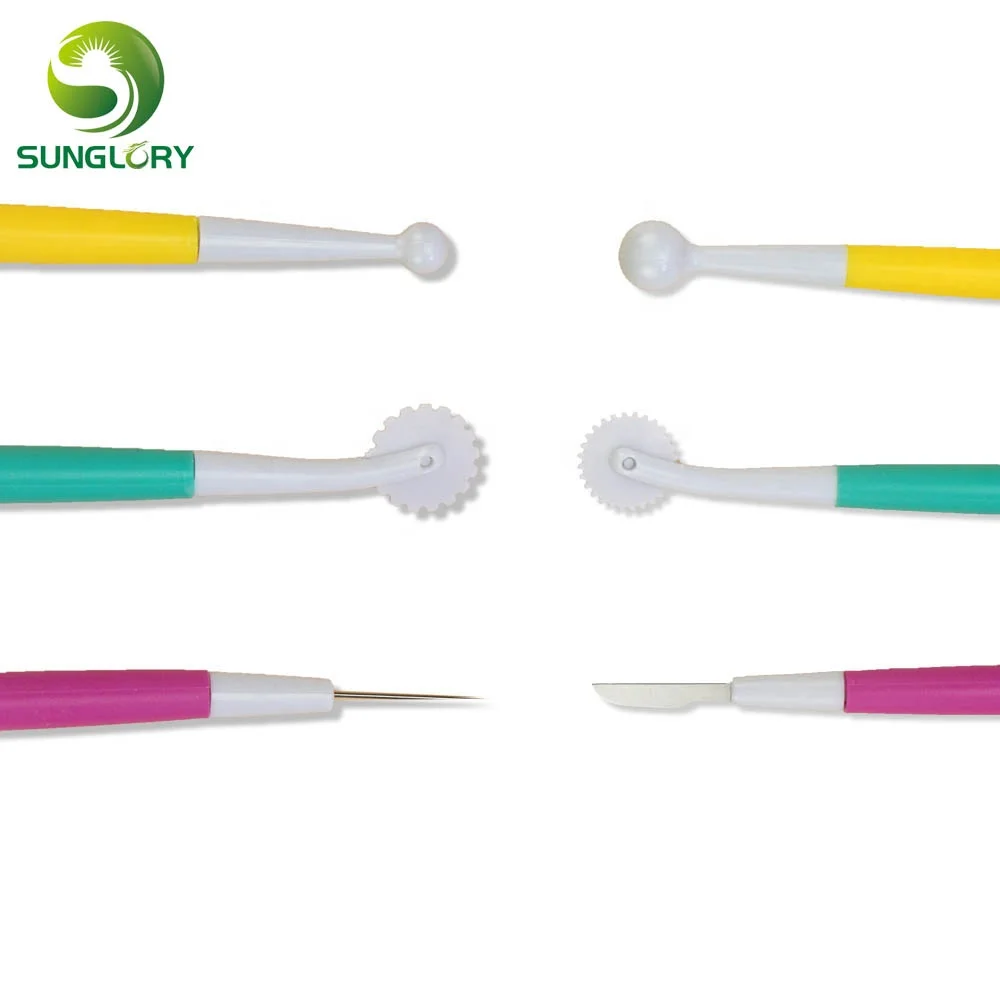 Пластиковые инструменты для моделирования торта 3 шт. украшение помадки и мастики резные ручки цветочное моделирование глиняная форма выпечки тортов