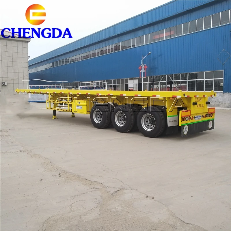 Best price Factory Sale 2 axle s Tri-axle 20ft 40 feet 40ton container semi flat bed flatbed trailer