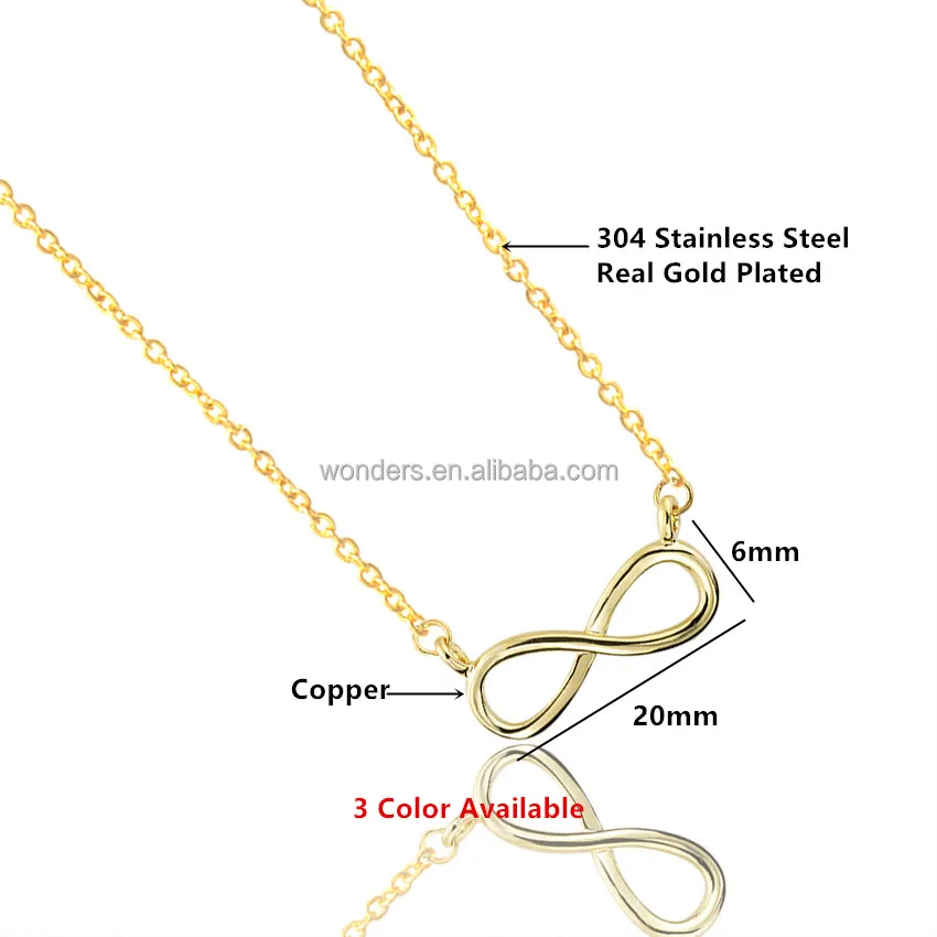 Wholesale Infinity Love Pendant Copper Necklace Women Gold Plated