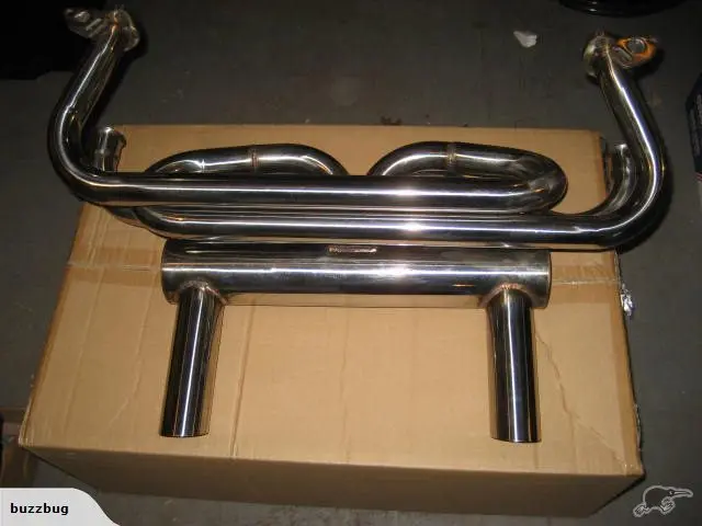 Full Stainless Steel 304 Sidewinder Exhaust Manifold Header & Muffler  For VW Aircooled Beetle Bug