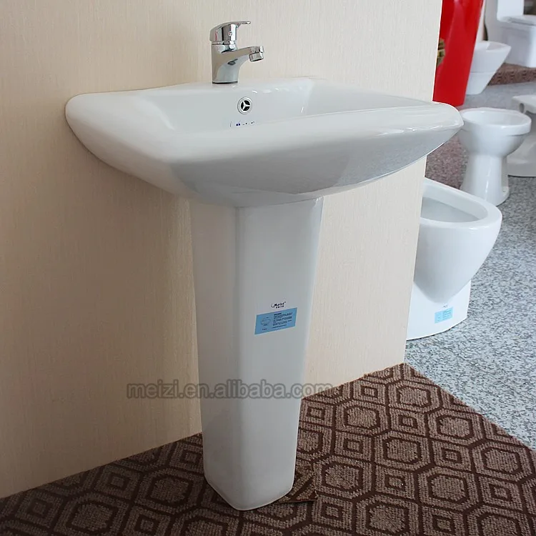 Solid surface rectangular bathroom pedestal sink
