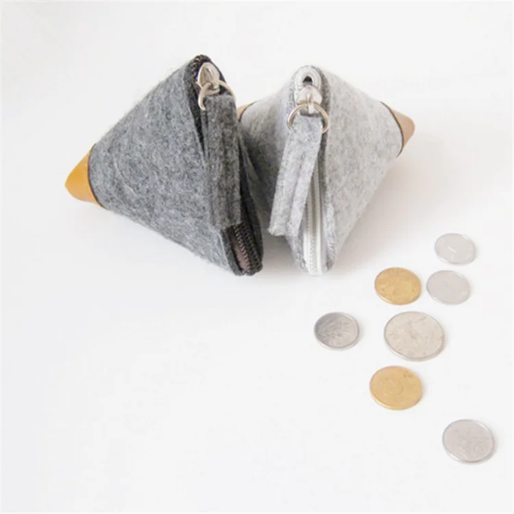 Flet Fabric Triangle Coin Sorter Wallet with Leather Wrist Strap