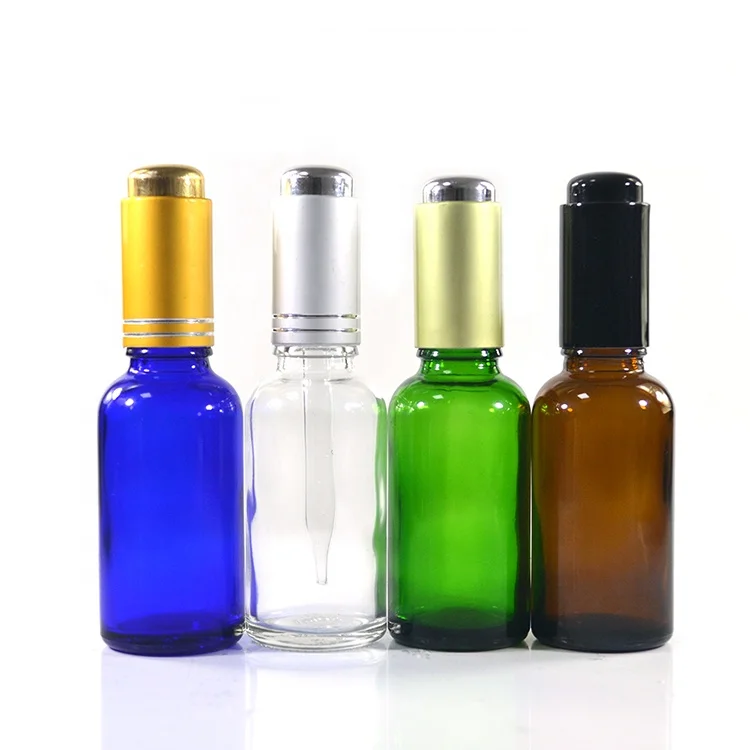 5ml 10ml 15ml 20ml 30ml 50ml 100ml essential oil transparent green amber Glass Bottle with bamboo press pump dropper pipette cap