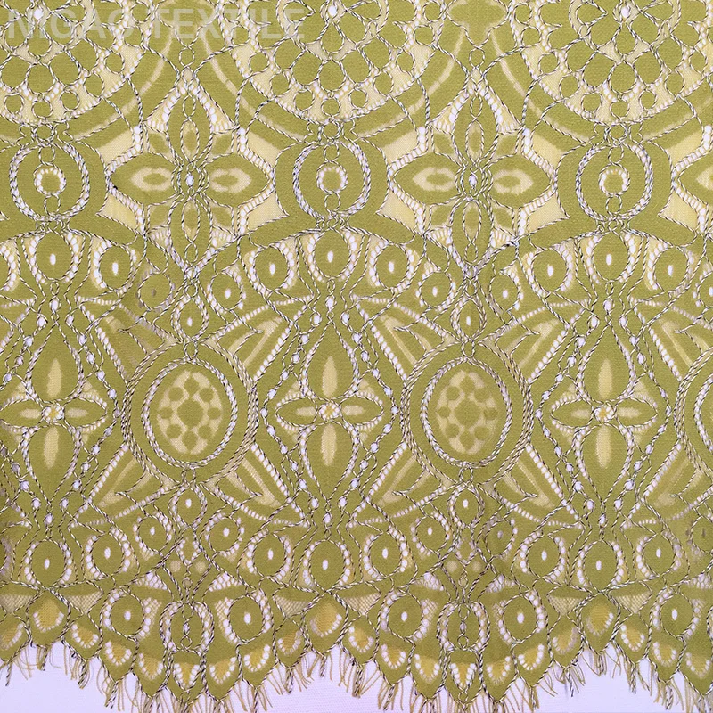 
Flower Pattern Eyelash Multicolor Fashion Style Nylon Cotton Knitting Lace Fabric French Tulle Net Lace Garment Knitted Guipure 