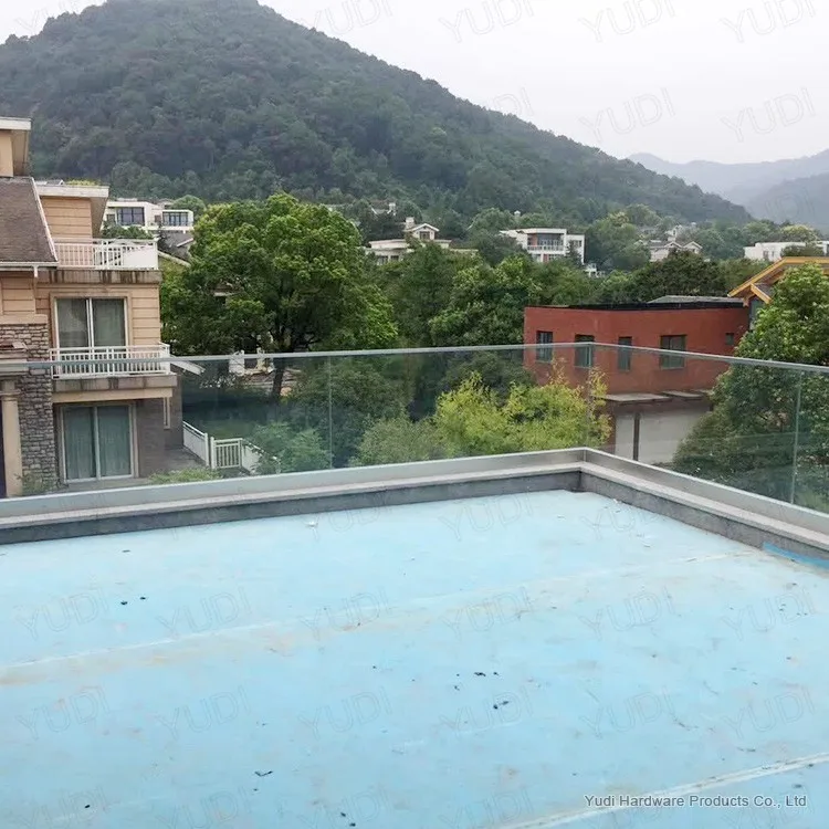 outdoor used glass panel inox U channel railings design