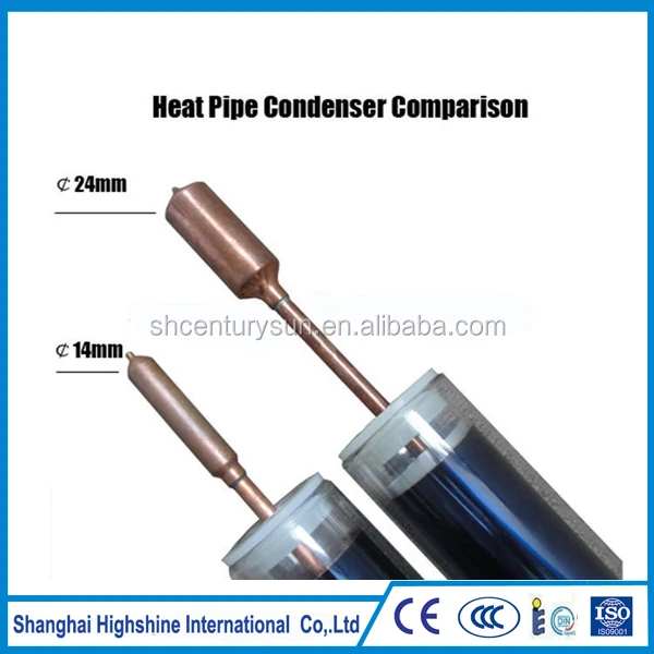 solar vacuum tubes with copper heat pipe aluminum fin