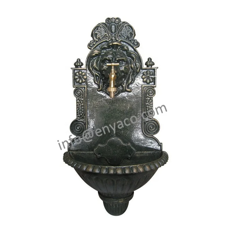 Antique Patio Classic Lion Head Iron Metal Water Waterfall Wall Mount Fountain with Nozzles Garden Fountain Wall Outdoor