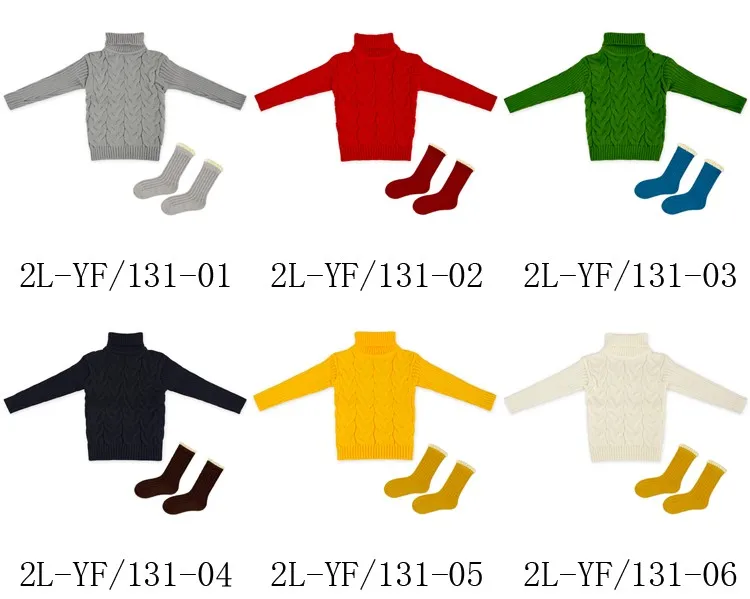 Pure Color Long Sleeve Turtleneck Pullover Clothes Kids Casual Knitted Sweater
