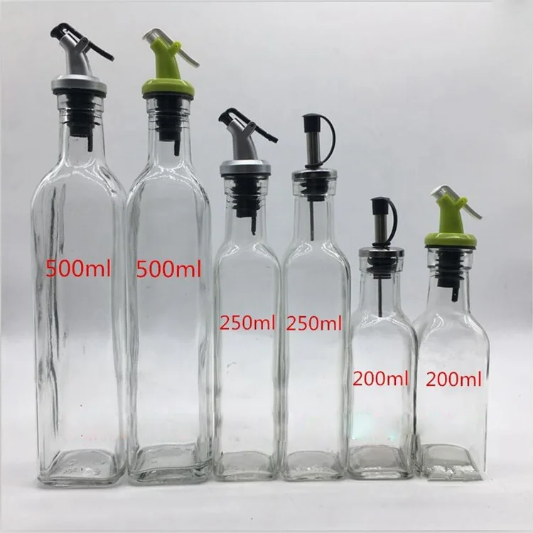 12oz Glass oil dispenser/spice holder Stainless Steel Nozzle Glass Oil Bottle / Vinegar Cruet