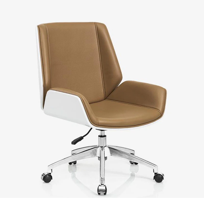 Mid back new design Italian brown PU leather swivel office visitor chair