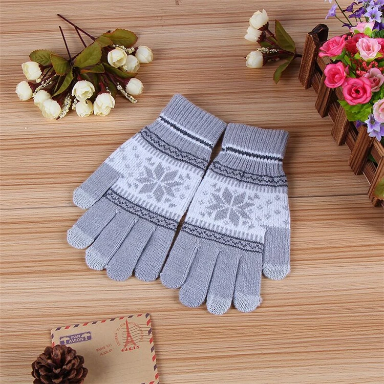 Factory New Style Promotion Knitted Acrylic Touch Sensor Screen Finger Gloves for Smartphone Winter Women Warm Glove Wholesale