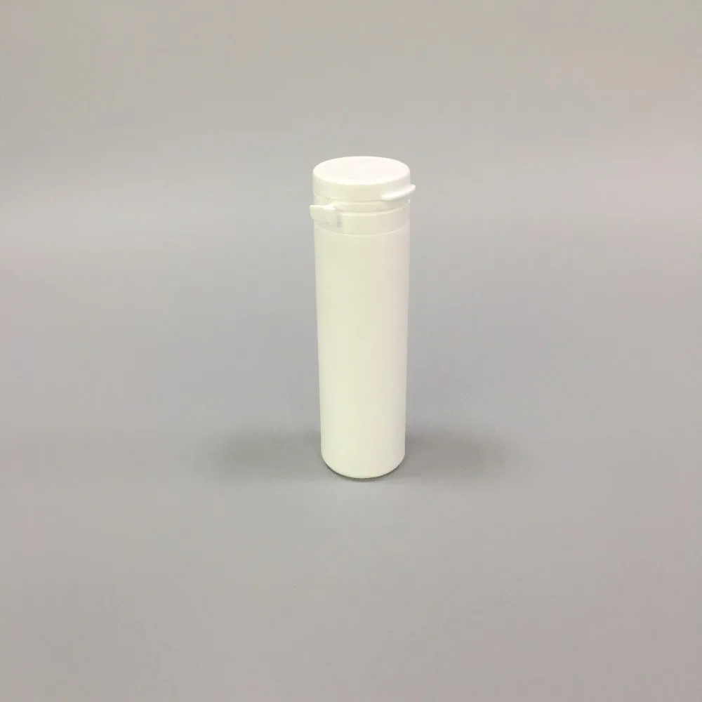 Белая пластиковая бутылка из полиэтилена высокой плотности 60 мл со всплывающими крышками для конфет или жевательной резинки