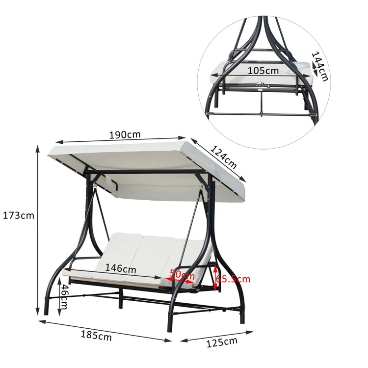 High Quality Metal 3 Seater Garden Swing Chair for Children