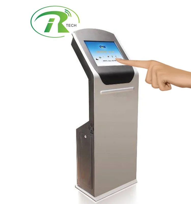 High quality automatic infrared touch screen queue system take a number ticket machine with auto cut thermal printer