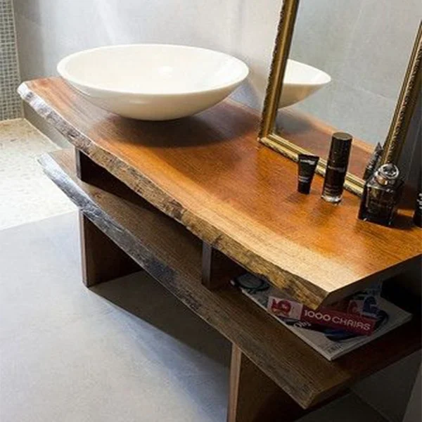 
High End Home Furniture Table Solid Wood Bathroom Vanity Cabinet Wood Slab 