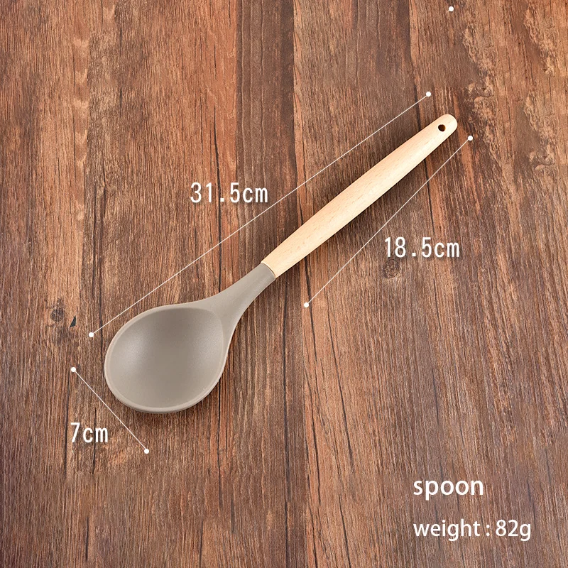 Wholesales Eco-friendly Kitchen Utensil Set 9 Pieces Wooden Handle Silicone Kitchen Set