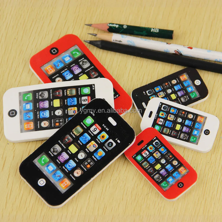 Creative Fashion Mobile Phone Shape Pencil Eraser Cartoon Cute School Supplies Erasers Kids Stationery Rubber