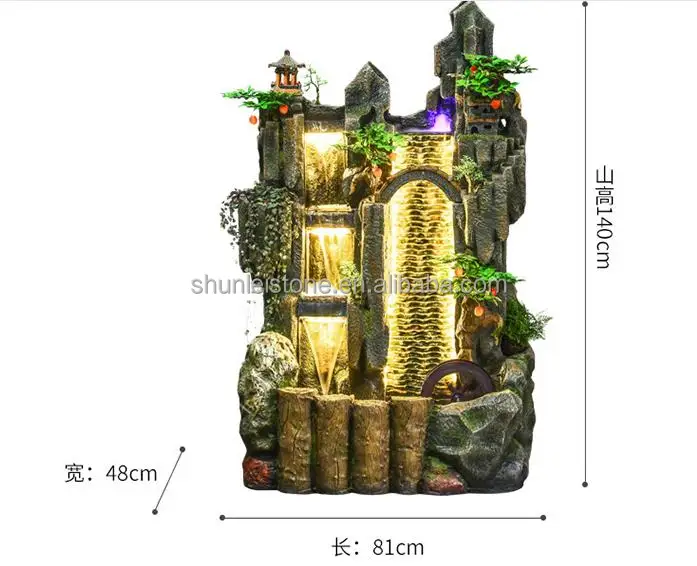 Outdoor resin garden water fountain with LED light and pump