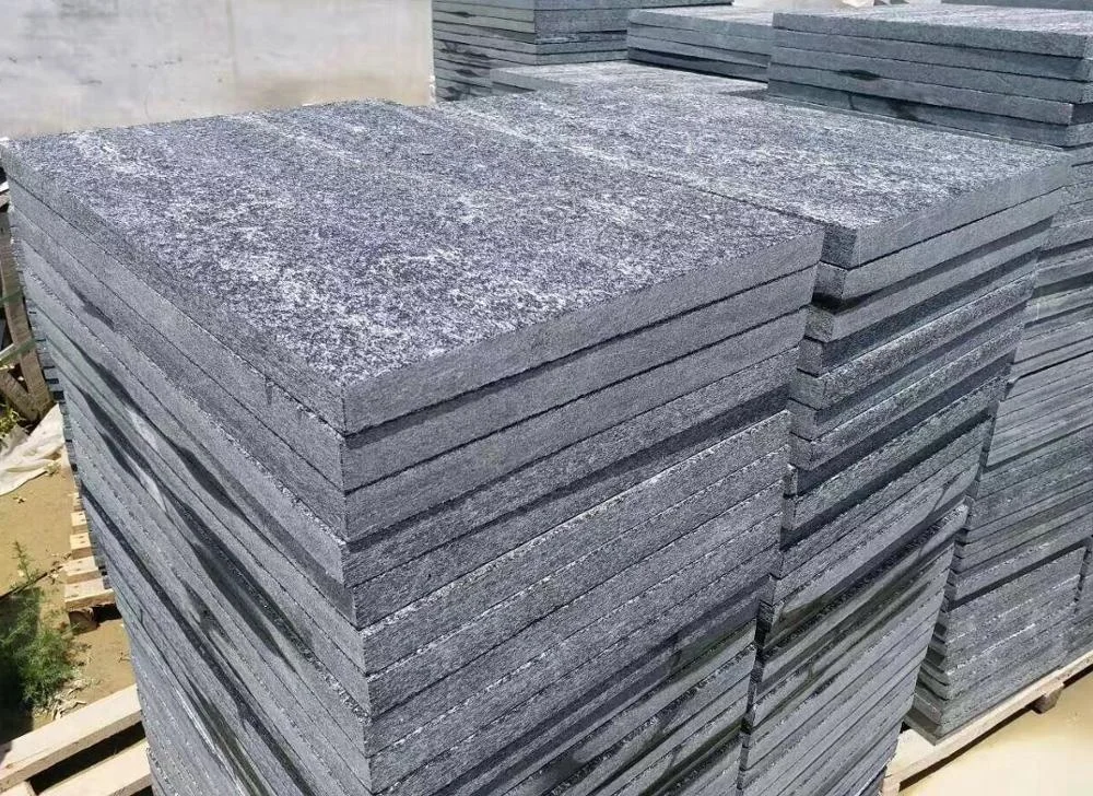 Garden Walk Way Black Quartz Pavers Natural Floor Stone Tiles