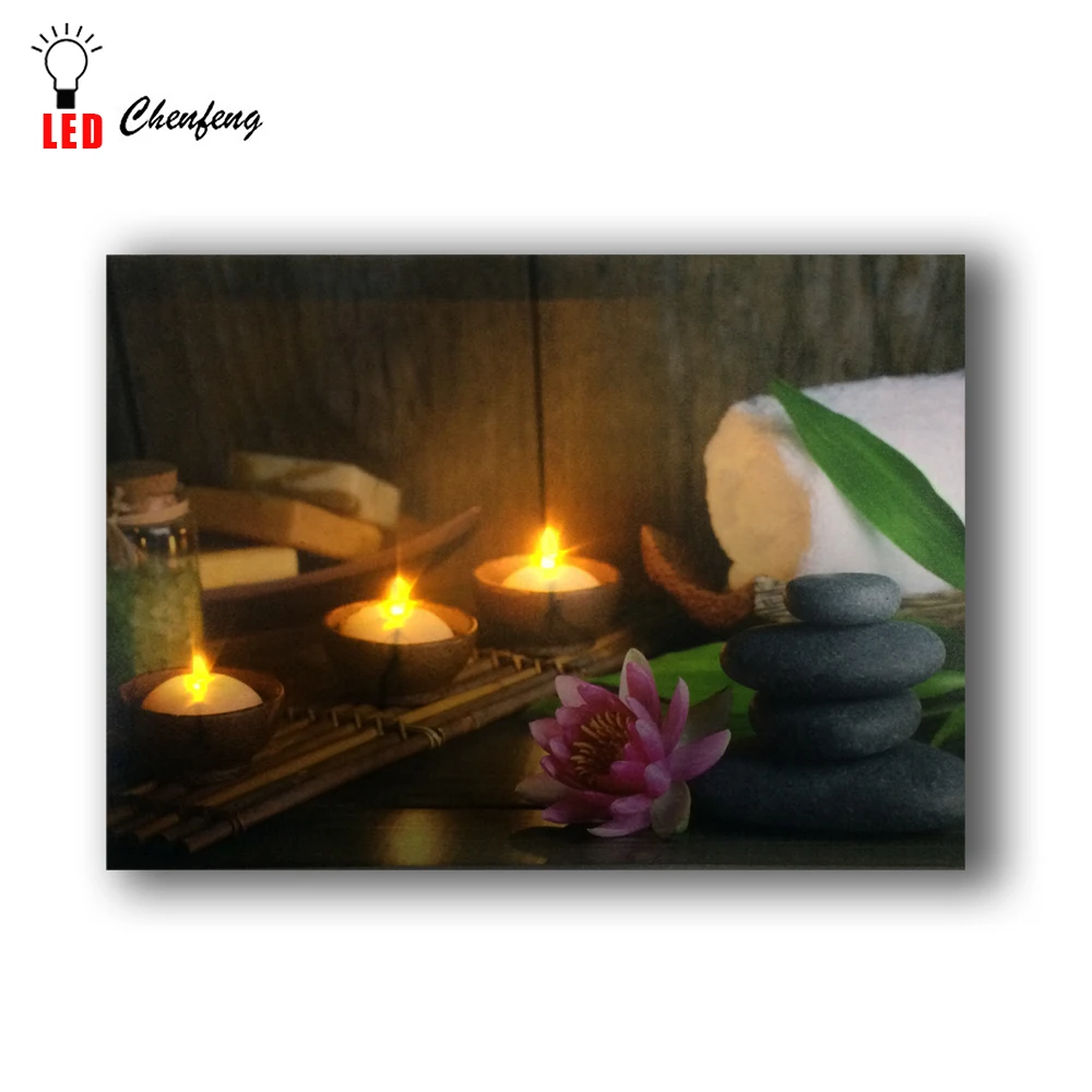 Orchid with candles led light wall picture printing art canvas painting for home decor amazon hot sale cheap price