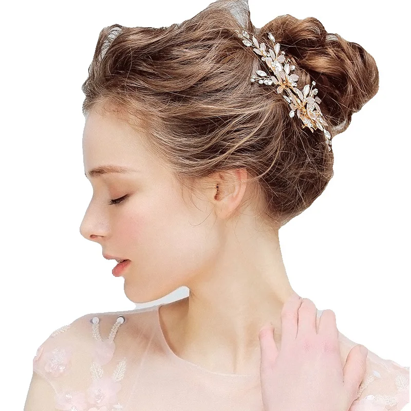 
The new hot style selling 2021 bride hair fashion headdress zircon bridal simple design headdress flower wedding accessories 