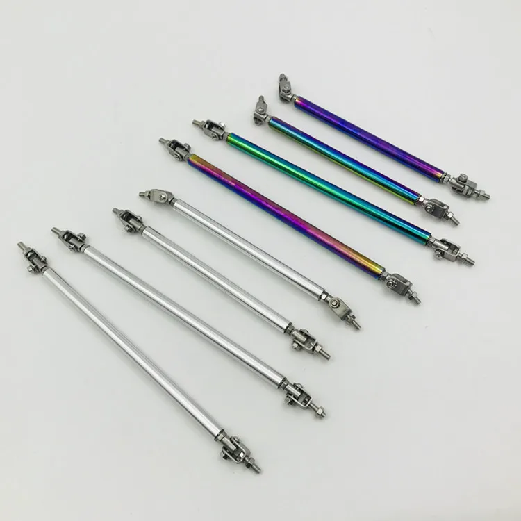 Neo chrome Universal Adjustable Front Bumper Lip Splitter Strut Rod Tie Support Bar