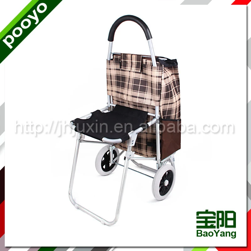 Portable shopping cart with bag and seat shopping trolley