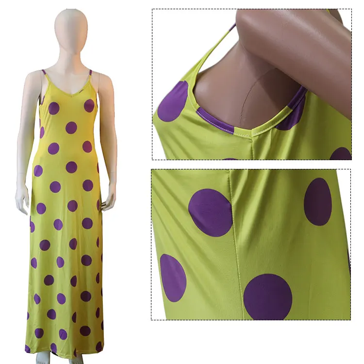 MA6053 Большие размеры 3 вида цветов платье на бретельках, без рукавов, с узором в горошек длинное платье для женщин