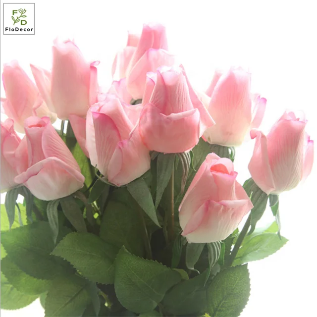 Wholesale High Quality Artificial Rose Buds Real Touch Latex Coated Flower Silk Wedding Decorative Flowers Bridal Bouquets