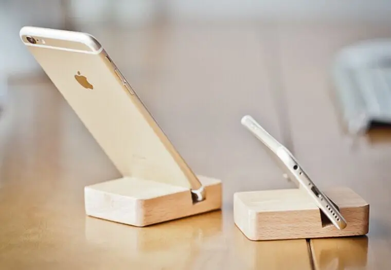 Custom wooden mobile phone docking stand holder