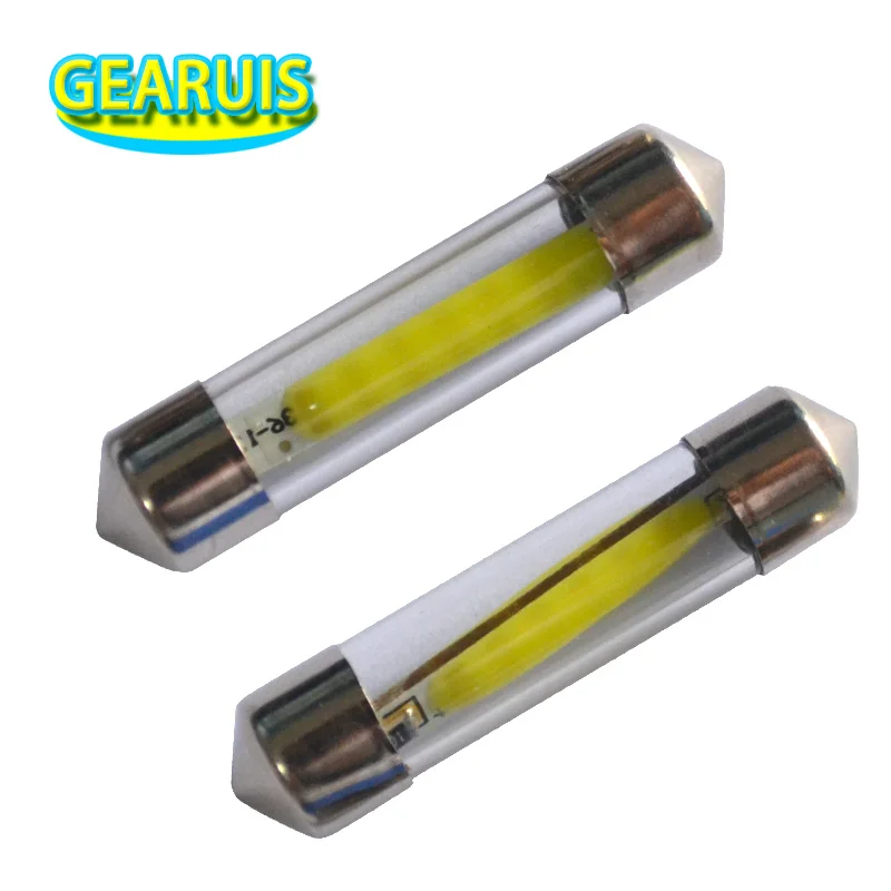 Festoon COB Dome Lights Car Interior Glass Lens case C5W 31mm 36mm 39mm 41mm 12 Chips 12chip SMD LED Pure White 6000K 12V