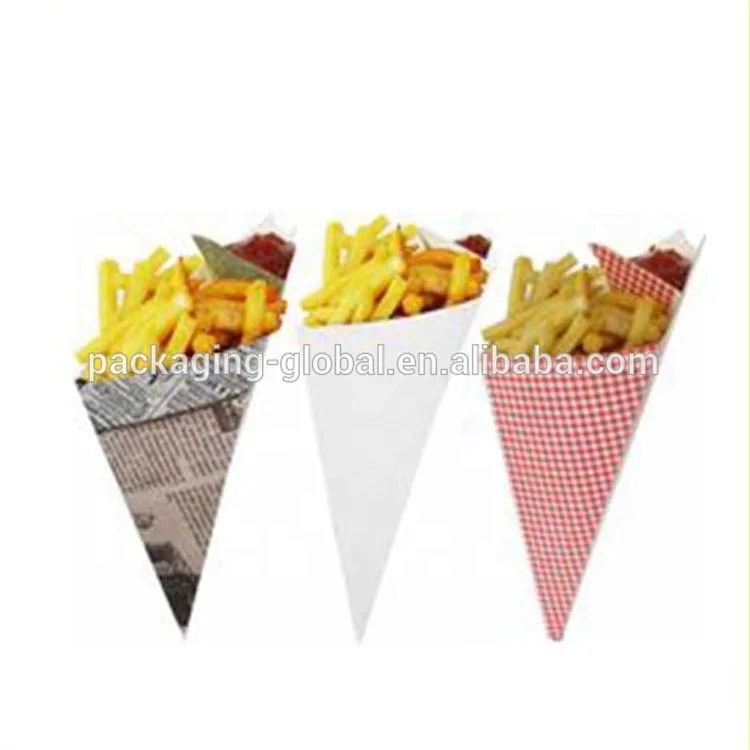 Customizable paper cone of food trailer, cookies, egg roll paper cone crepe Paper French Fries cones