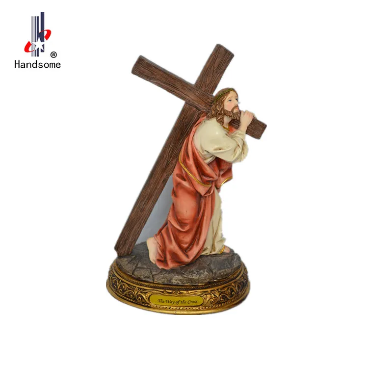 Promotional sublimation Resin religious staue 3D Jesus On The Cross Figurines Manufacturer gift