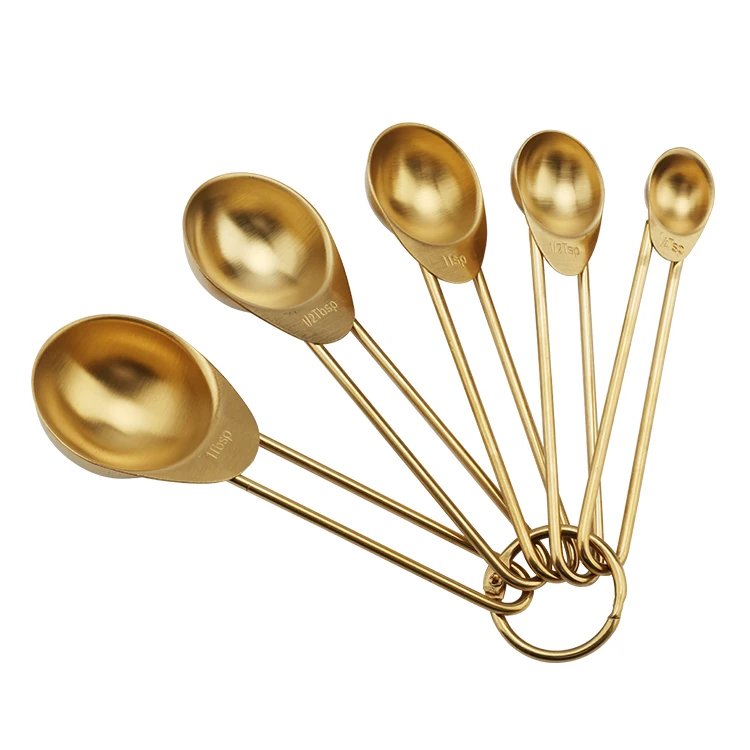 Custom Made 18/8 Stainless Steel Measuring Spoon Measure Dry And Liquid Components 5 Piece Set