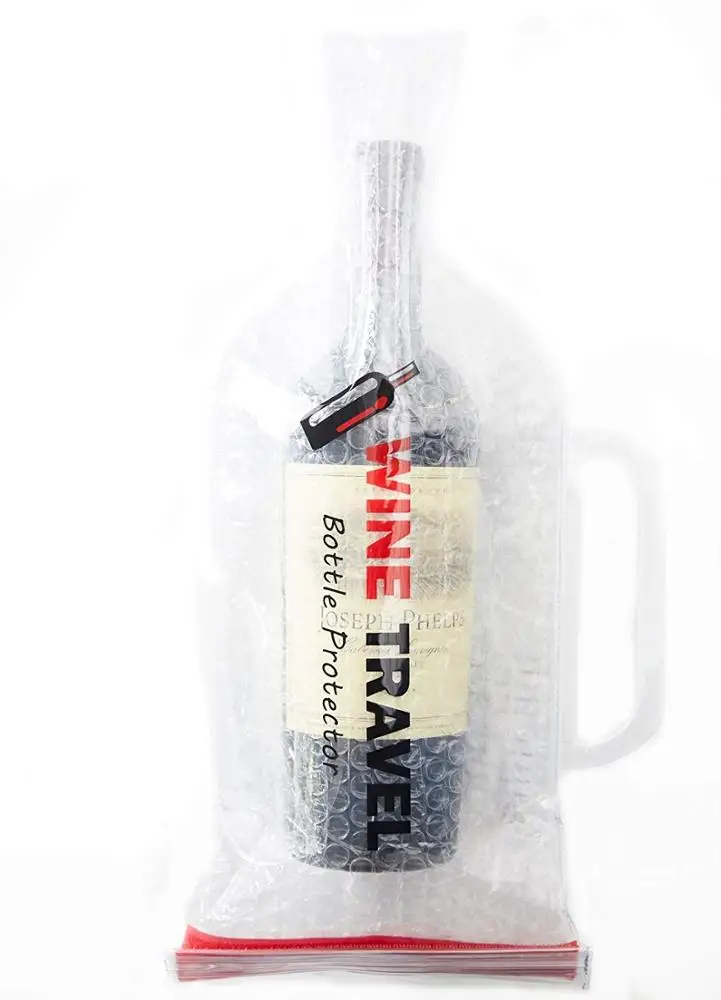 Plastic Wine Bottle Protection Transport Bag with Handle Pvc Bubble Laminated Material