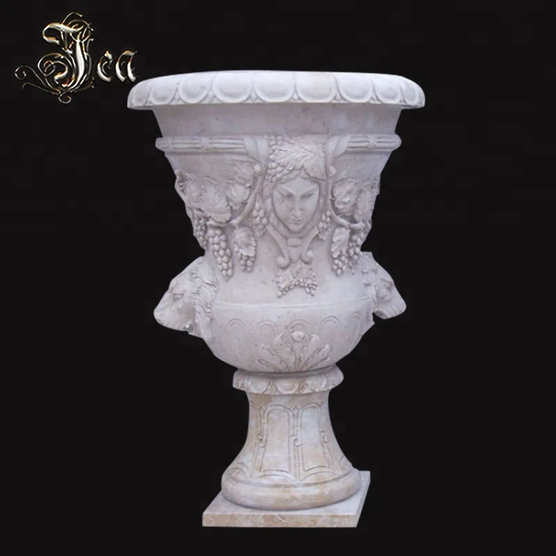 Большой Резной Мраморный камень цветочные кашпо горшок