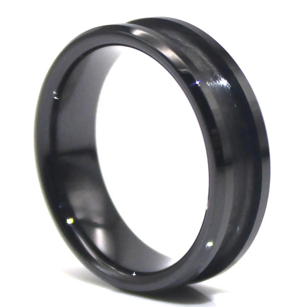 
Custom 6mm 8MM Width Black Beveled Edge Tungsten Channel Ring Core Blank 