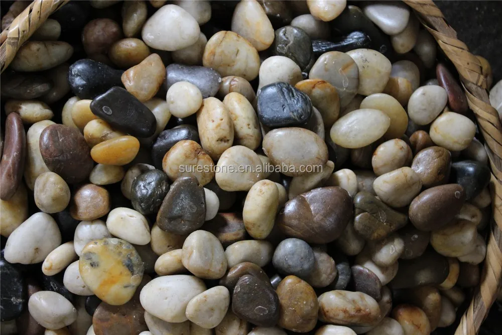 Natural multicolor mixed color polished pebbles river rock stone for aquarium landscaping