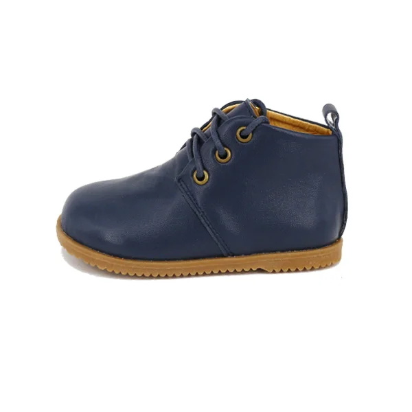 OEM Guangzhou Manufacturer Genuine Leather Navy Baby Boots Shoes with Hard Sole