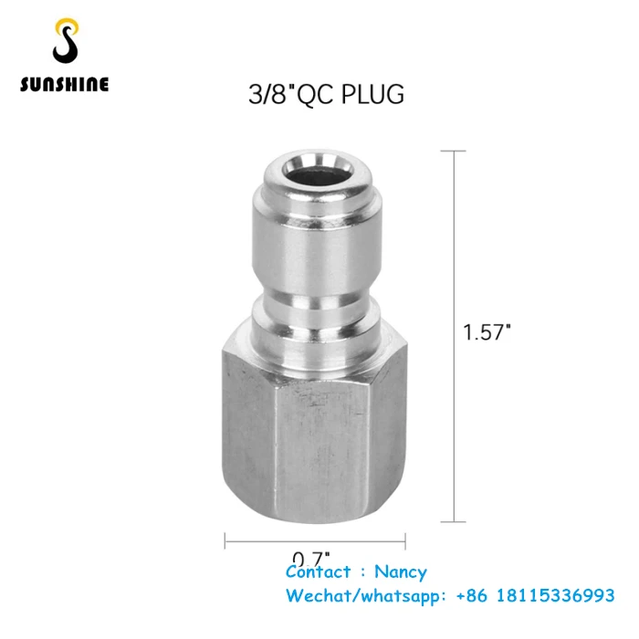 SS 4000PSI Car Washing Stainless Steel Pressure Washer Adapter Set BSP 3/8 Inch Female Quick Connect Plug And Socket Adaptor