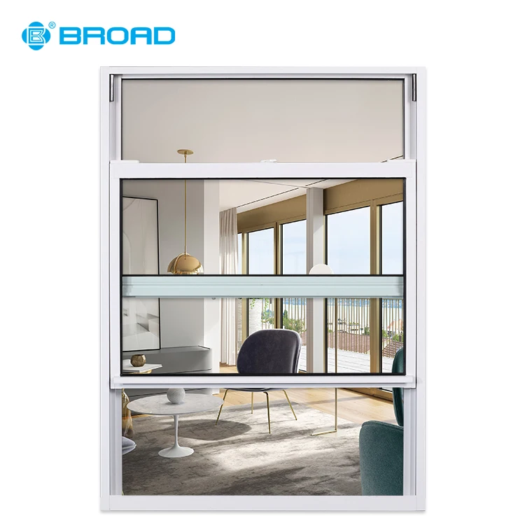 American style aluminium alloy double hung sliding pull up window