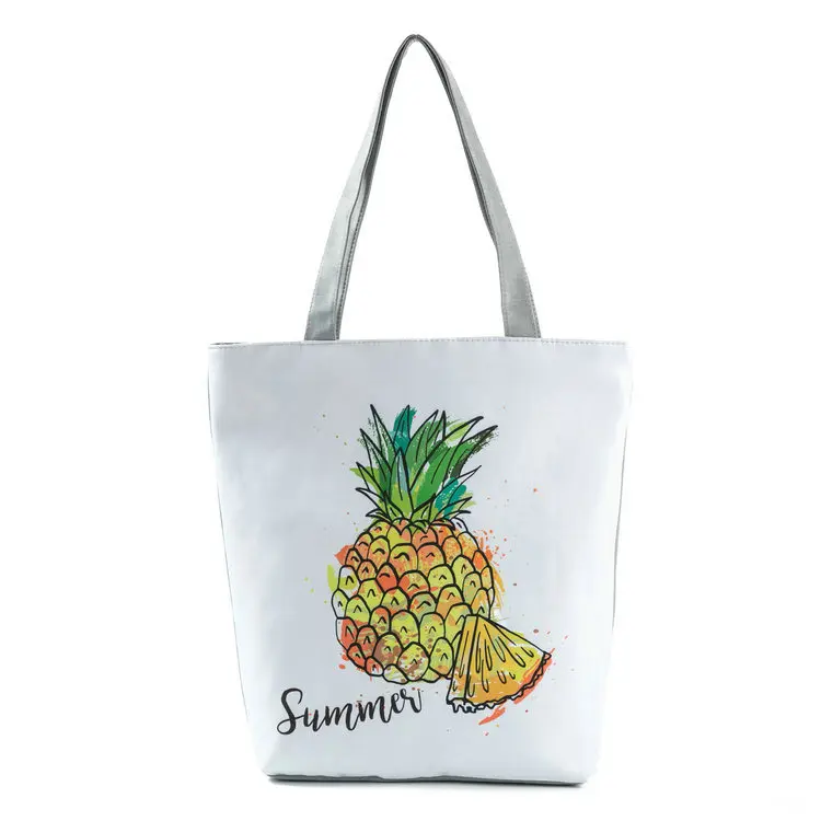 LYMECH 3D print floral tote bag fashion cute handle cotton canvas handbag hand