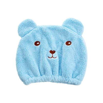 Прямая поставка, детское полотенце из плотного кораллового флиса с мультяшным медведем, сухие волосы из сверхтонкого волокна, супервпитывающая быстросохнущая сумка