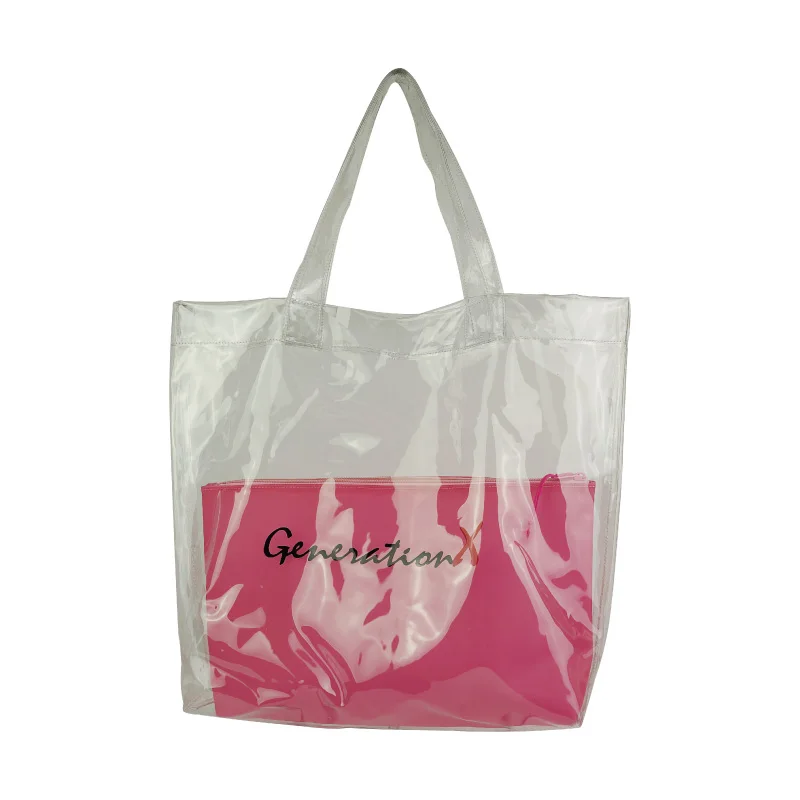 Shopping Tote Bag PVC Beach Bag Fashion Handbags Lady Handbags Transparent Cheap Clear Plastic PVC Large Capacity Waterproof